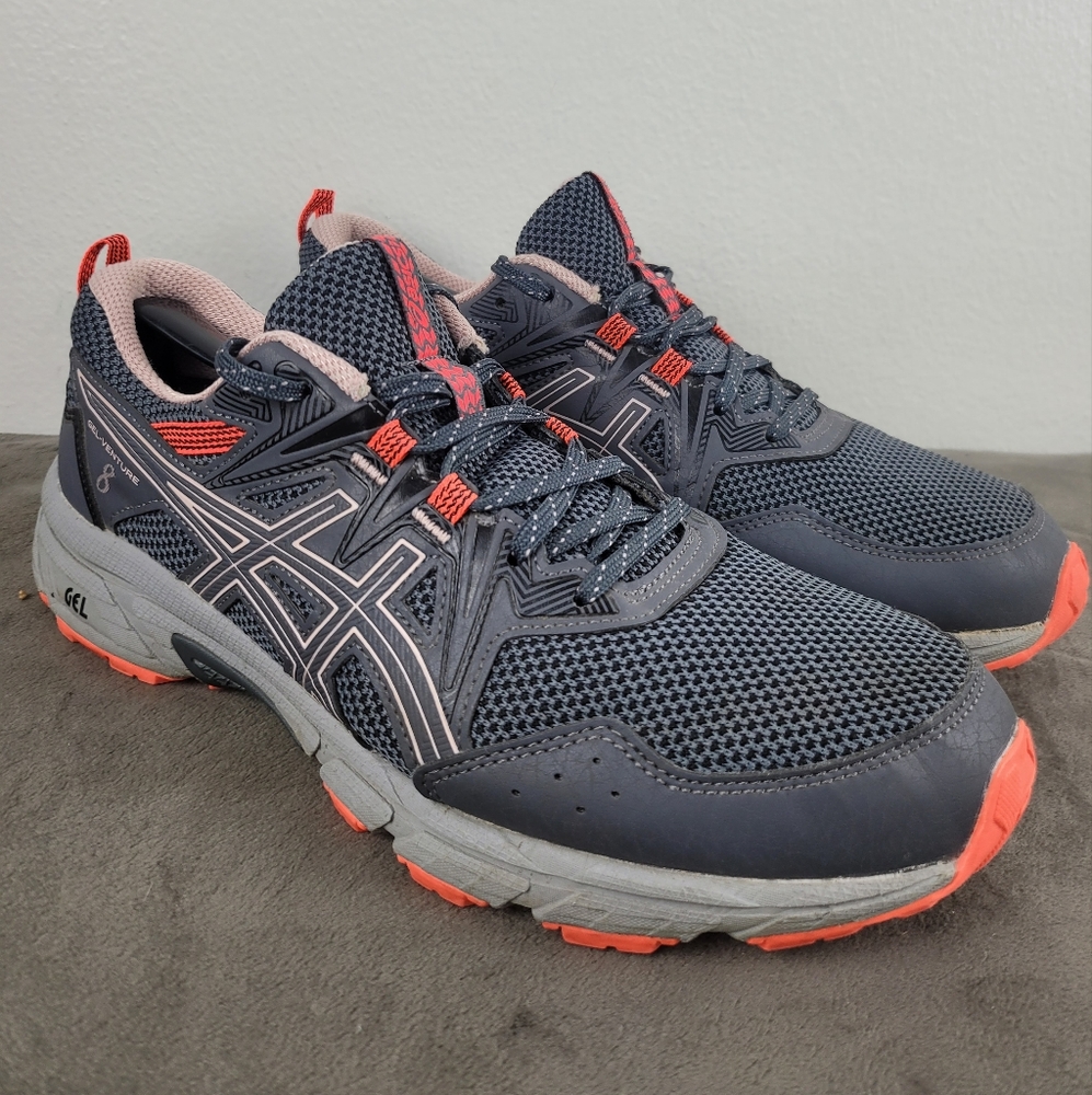 Women's Asics Gel Venture 8 Gray/Corral Athletic Running Shoes Size 9 Wide